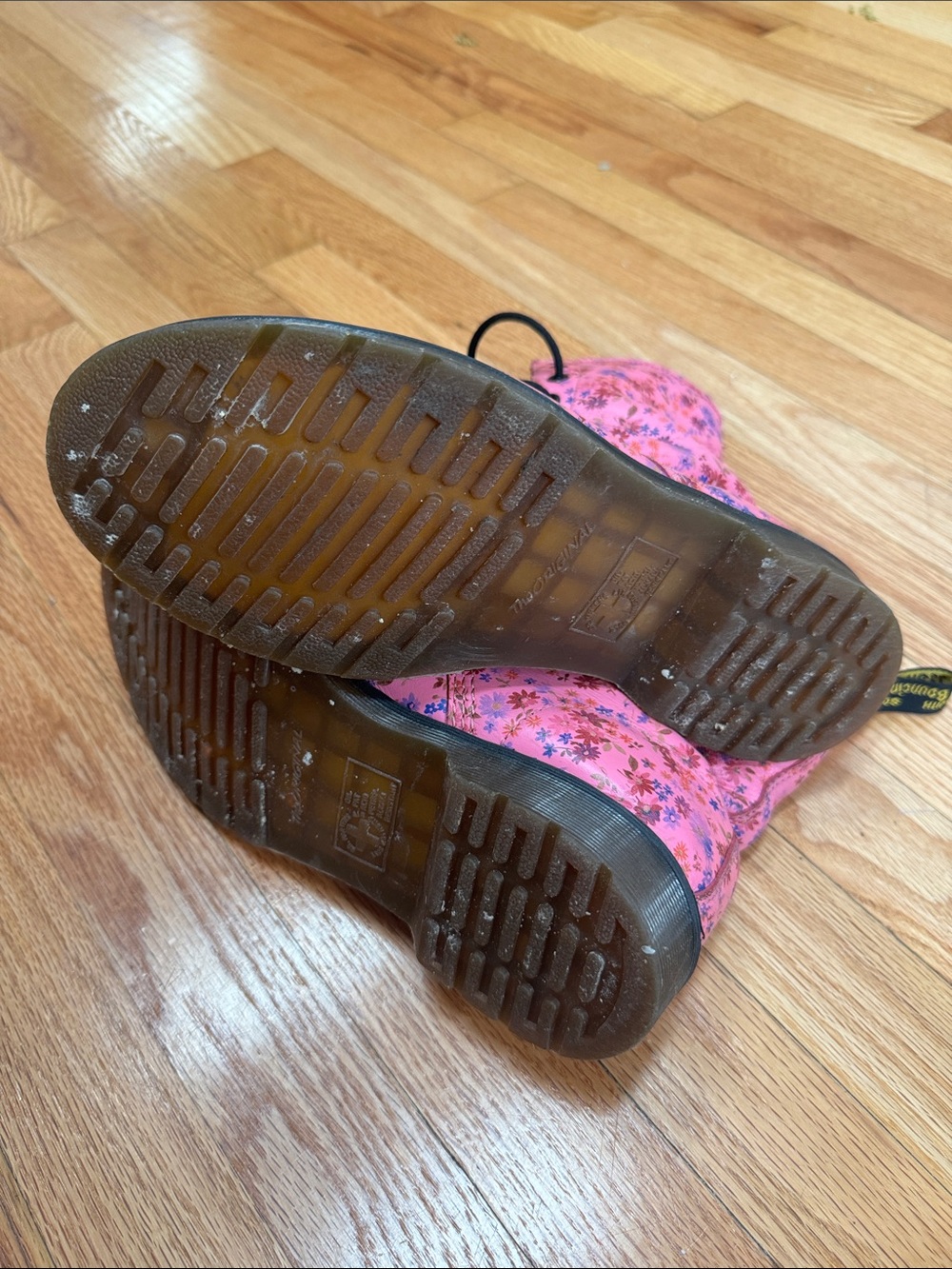 Dr. Martens Pink Floral Lace-Up Women's Boots - Picture 4 of 6